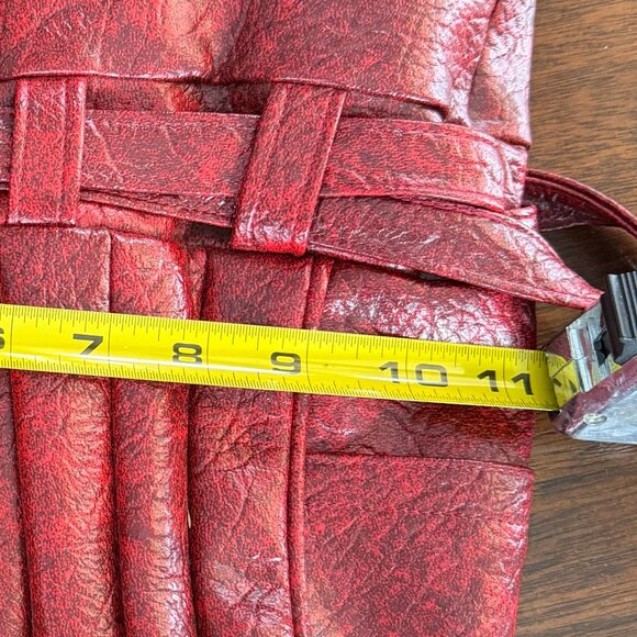 Vintage Red Leather Drawstring Bag - Picture 8 of 9